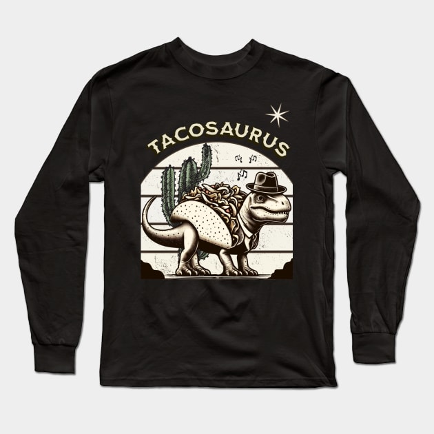 Vintage Tacosaurus Long Sleeve T-Shirt by mieeewoArt